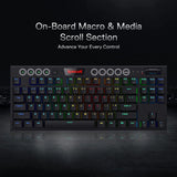 Redragon K621 Horus TKL 87 KEYS Low Profile Ultra-Thin Wireless RGB Mechanical Gaming Keyboard - Red Switches [Licensed in Hong Kong] 